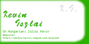 kevin iszlai business card